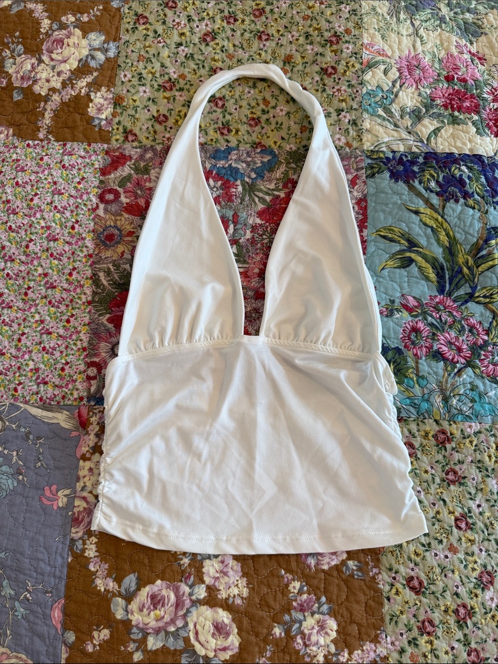 Stradivarius White Halter Tank Top
